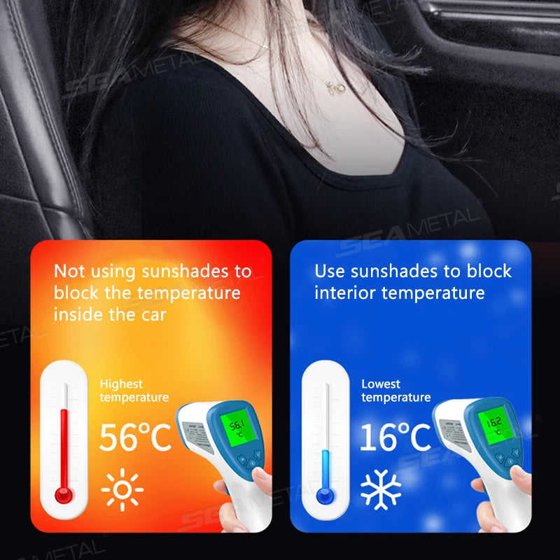 Car Sun Shade UV Protector, Reflective Fabric Car Window Sunshade, Front Rear Back Window Sun Visor, Summer UV Protection, SEAMETAL