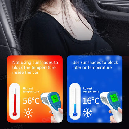 Car Sun Shade UV Protector, Reflective Fabric Car Window Sunshade, Front Rear Back Window Sun Visor, Summer UV Protection, SEAMETAL