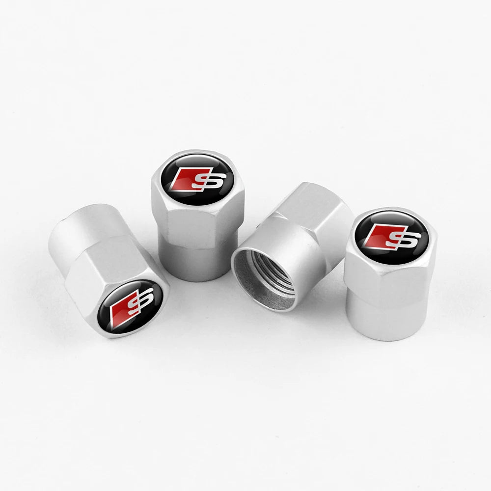 4Pcs Metal Alloy Car Wheel Tire Air Valve Caps Cover For Audi A3 A4 b6 b8 b7 A6 A8 S Line S3 S4 S6 Q3 Q5 Q7 Q8 Auto Accessories