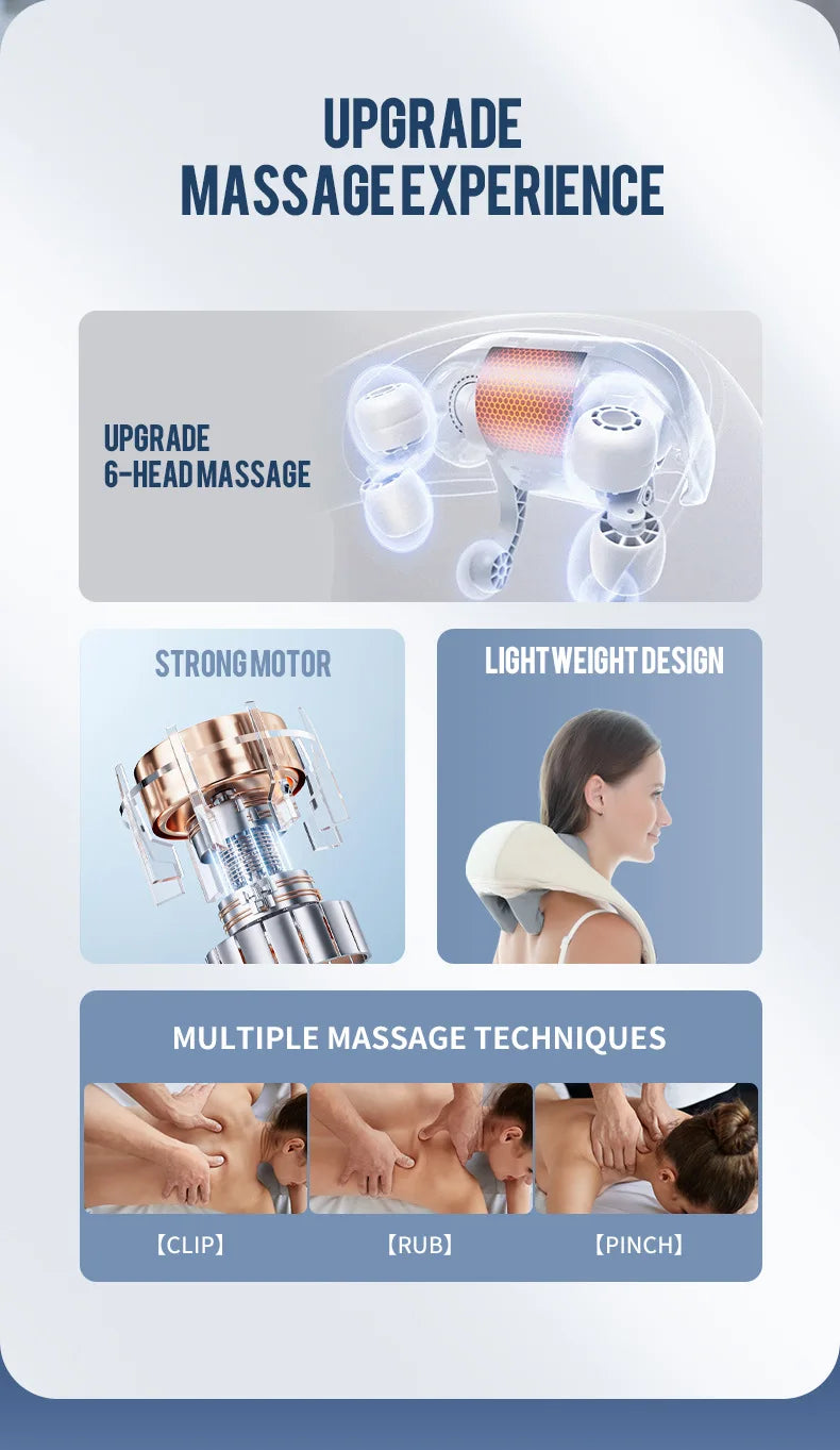 Foreverlily 26W Brushless Motor Neck and Shoulder Massager, Wireless Shoulder and Back Kneading Massage Shawl, Neck Masajeador