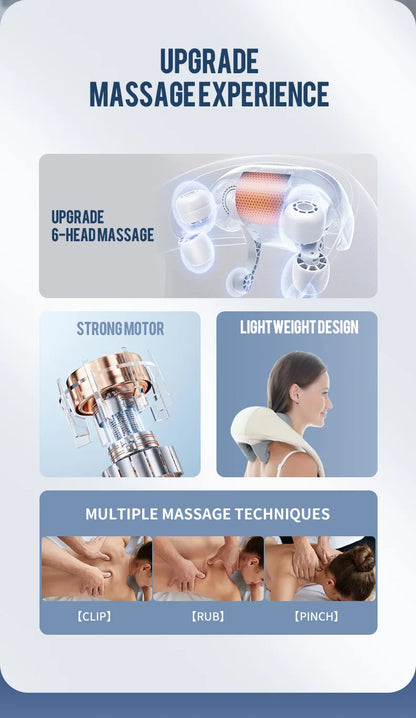 Foreverlily 26W Brushless Motor Neck and Shoulder Massager, Wireless Shoulder and Back Kneading Massage Shawl, Neck Masajeador
