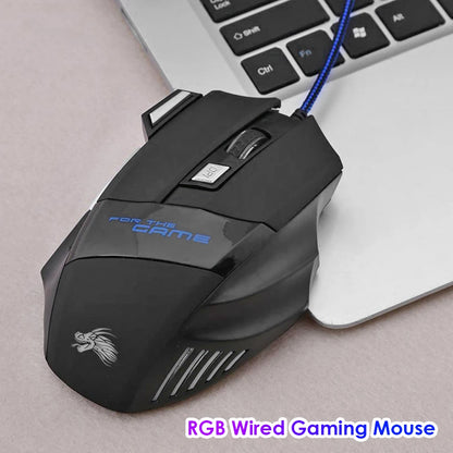 USB Wired Gaming Mouse, 7 Button Backlit Ergonomic Mice, 5500 DPI Backlight Adjustable Optical Mice for PC Gamer, Computer, Desktop