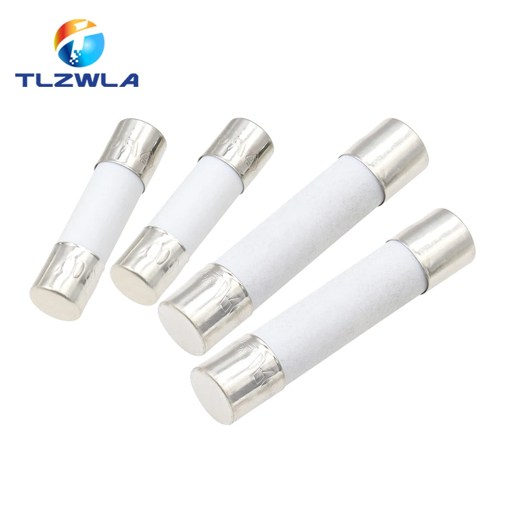 10PCS, 5X20MM 6X30MM Fast Blow Ceramic Fuse, 5*20mm 250V 0.1A 0.25A 0.5A 1A 1.5A 2A 2.5A 3A 3.15A 4A-30A Slow Break The Fuse Tube