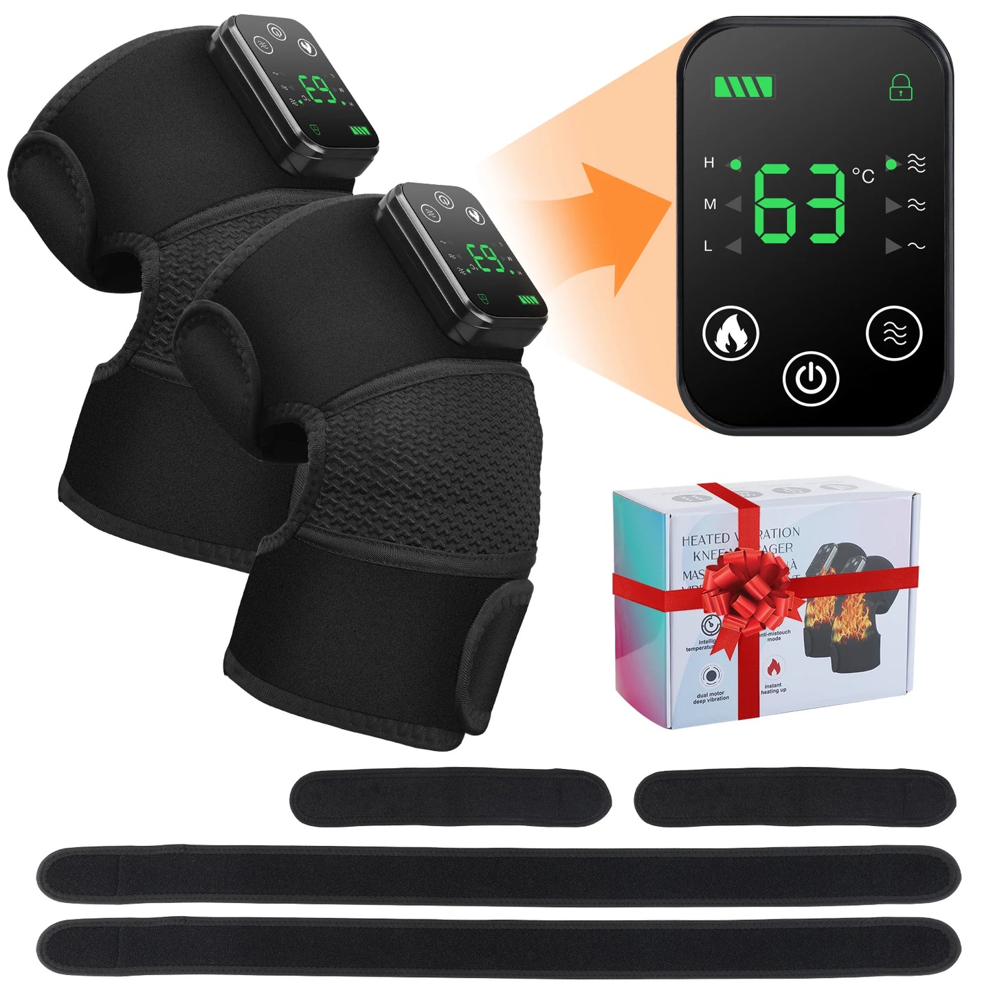 Thermal Knee Massager 3-in-1 Shoulder, Knee, and Elbow Heating Massage Support Brace Rechargeable Vibration Pad Machine Muscle Relaxer