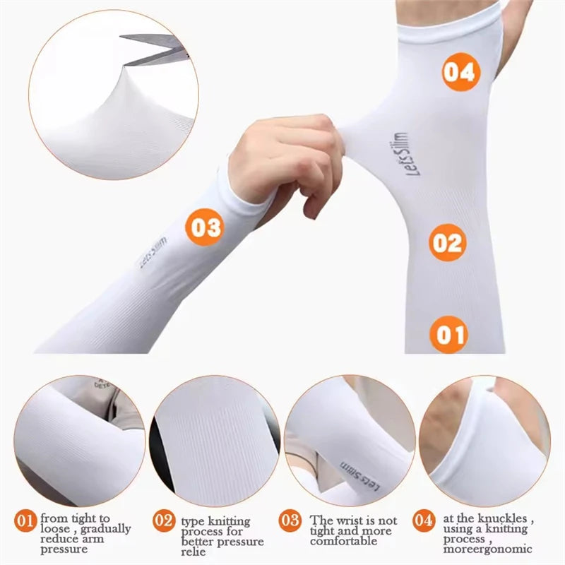 Summer Thin Cycling Ice Silk Sleeves for Men and Women Outdoor Sports Driving UV Protection Cycling Arm Covers