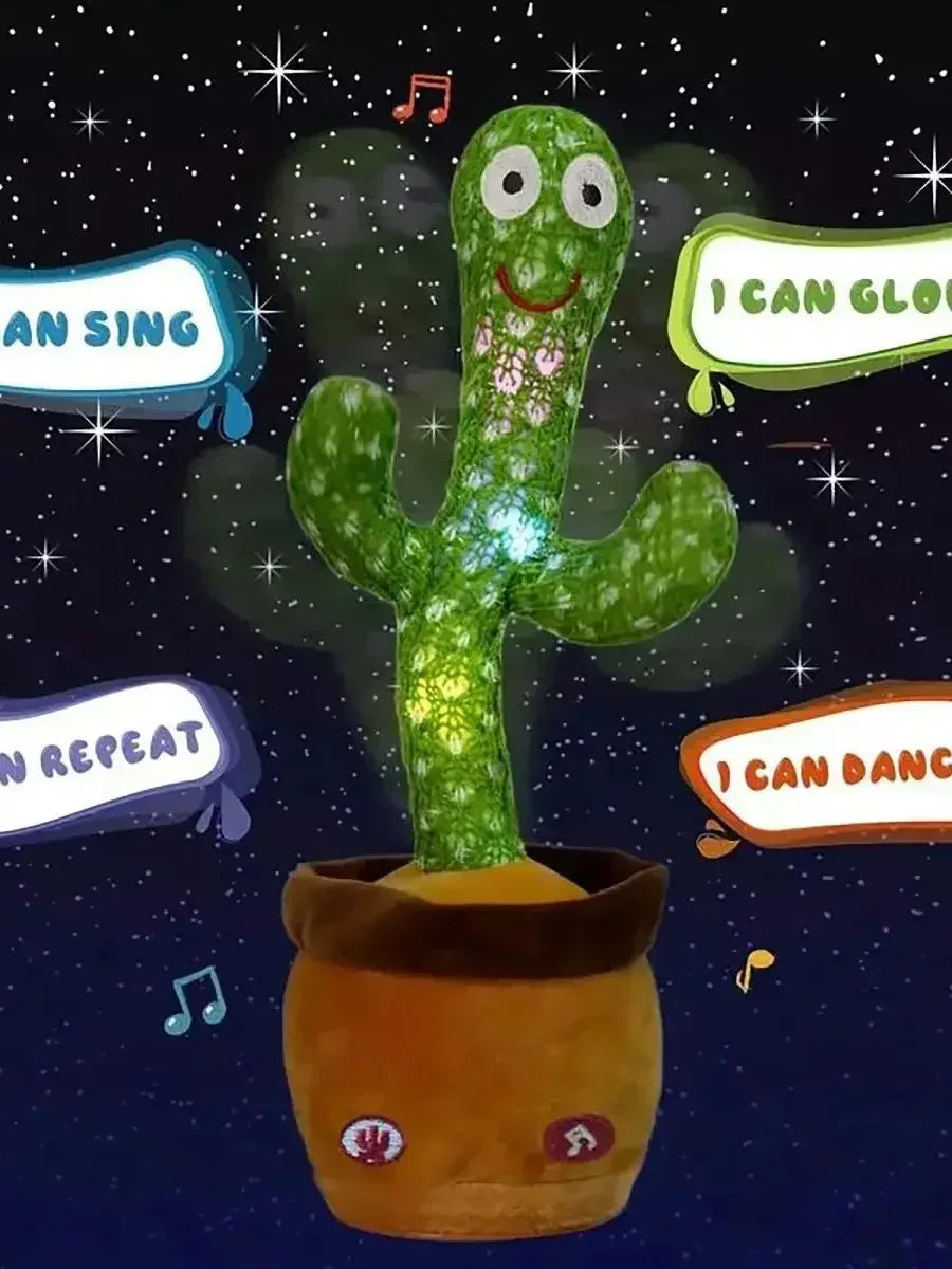 Dancing Cactus Song Speaker Talking Usb Battery Voice Repeat Plush Cactu Dancer Toy Talk Plushie Stuffed Toys For Kids Gift