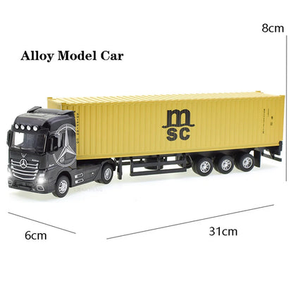 1:50 Diecast Alloy Truck Head Model Toy, Container Truck Pull Back With Light Engineering, Transport Vehicle Boy Toys For Children