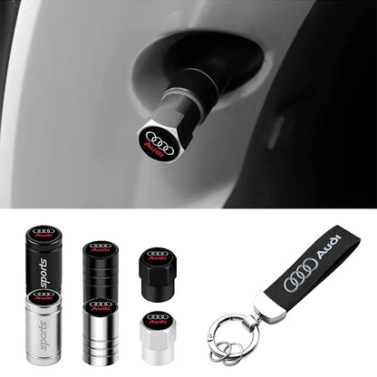 Anti-Rust Car Tire Valve Stem Caps Suede Keychain For Audi Sline A3 A1 A4 A6 B8 A5 B7 C7 A7 A8 B9 B6 C6 R Auto Wheel Accessories