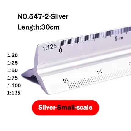 30cm Triangular Scale Ruler 1:20-1:500 Metal Plastic Straight Ruler Metric Architect Engineer Accurate Drafting Measure Tool