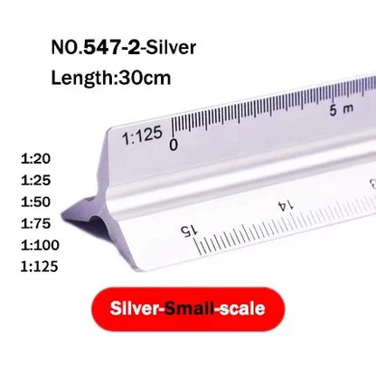 30cm Triangular Scale Ruler 1:20-1:500 Metal Plastic Straight Ruler Metric Architect Engineer Accurate Drafting Measure Tool
