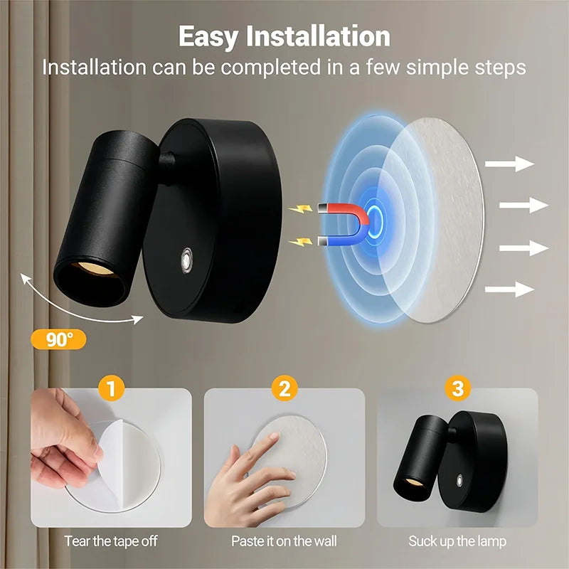 LED Magnetic Wall Lamp, USB Rechargeable, Touch Switch, Adjustable Brightness, Ideal for Bedroom, Dining Room, Party, Art Decor