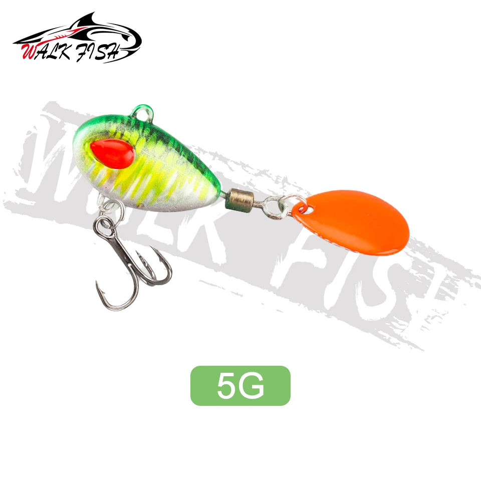WALK FISH Sinking 3g-21g VIB Lure Spoon Spinner Fishing Bait Wobblers Metal Jig Rotating Sequin Tail Far Casting For Sea Bass