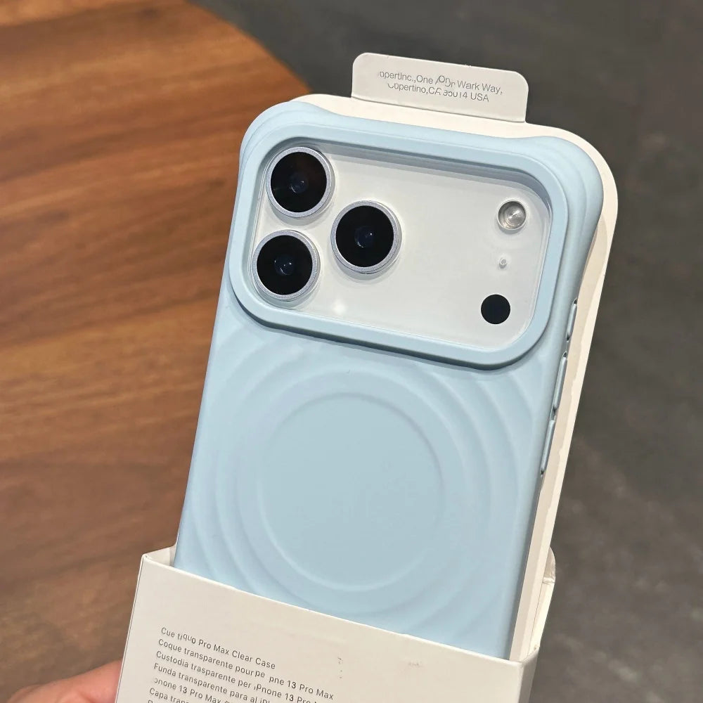 Shockproof Water Ripple Magnet Case For iPhone 17 Air 16 15 14 13 Pro Max Plus For Magsafe Candy Silicon Protective Velvet Funda