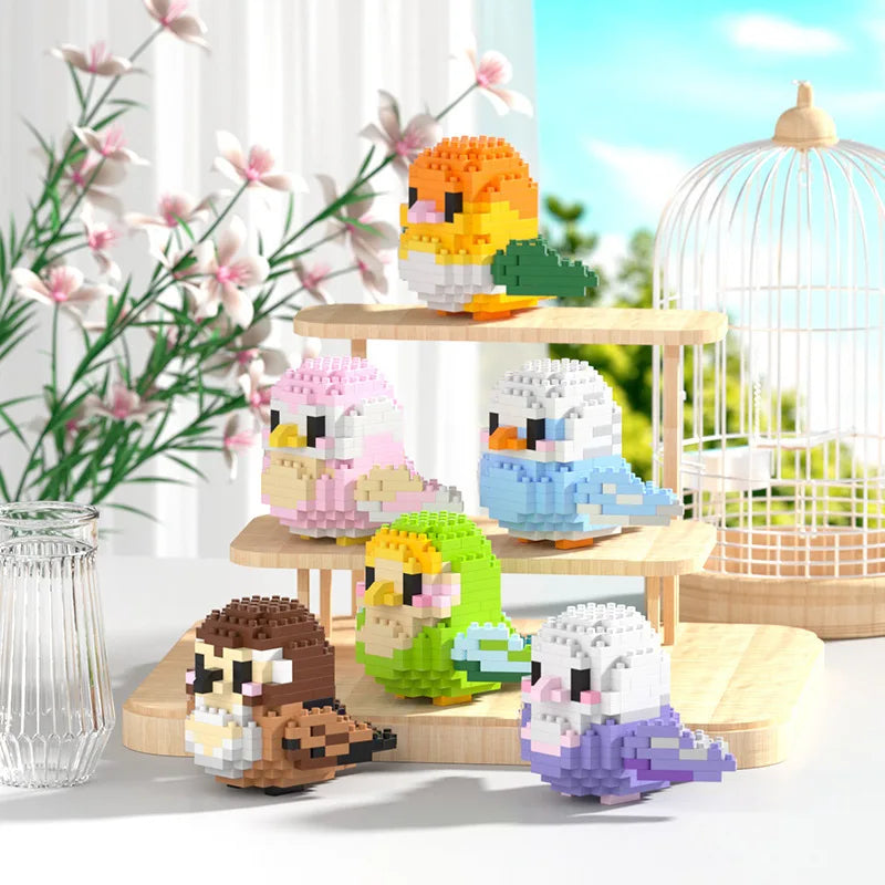 Cute bird puzzle small building block set, creative educational building toys suitable for boys and girls, toys suitable for dec