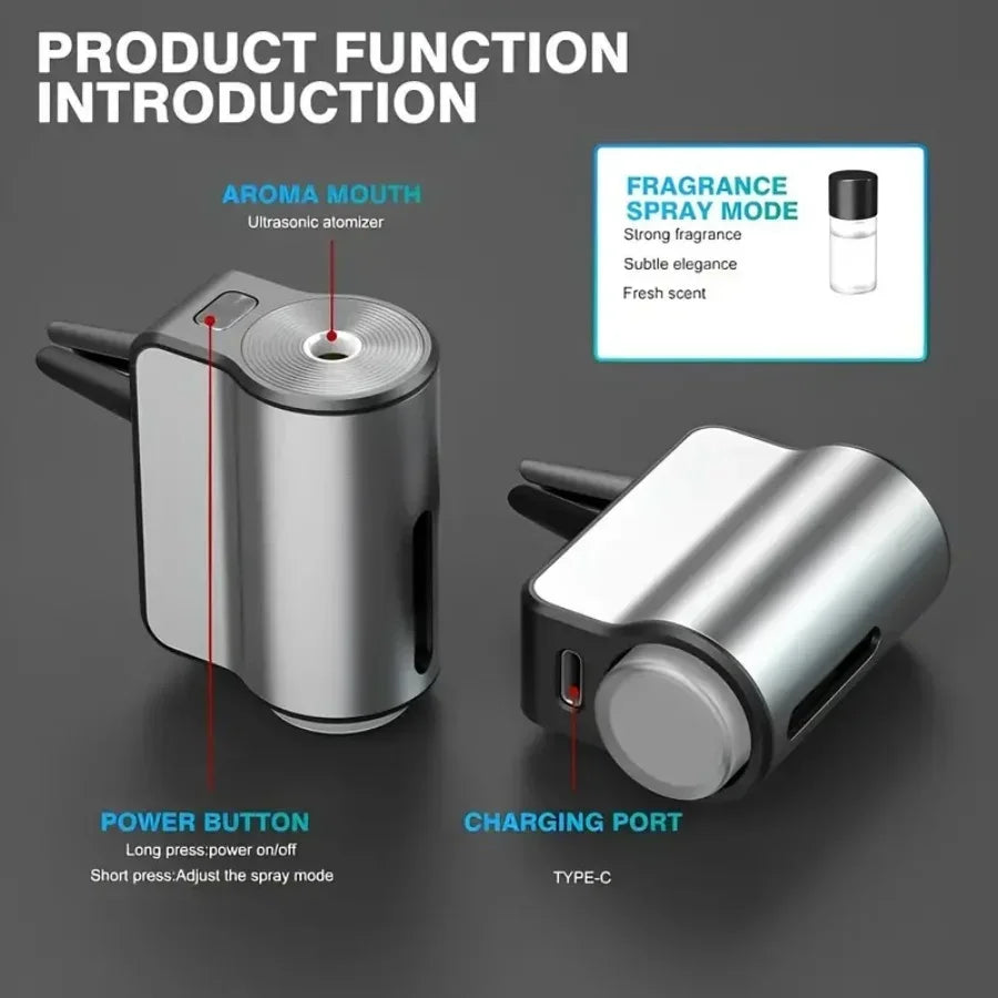 Car air freshener, three-intensity adjustable, car aroma diffuser, portable freshener perfume fragrance