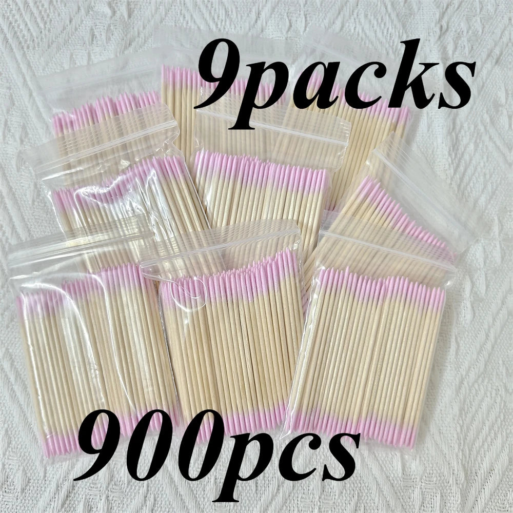 100/300/500/700/900Pcs Double-Tipped Cotton Swabs, for Tattooed Eyebrows, Beauty Makeup Tools for Wiping, Nail Polish Wiping