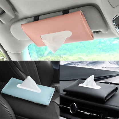 Elegant & Convenient Car Tissue and Mask Holder: Universal Sun Visor Attachment, Hygiene On-The-Go, Enhances Interior Decor