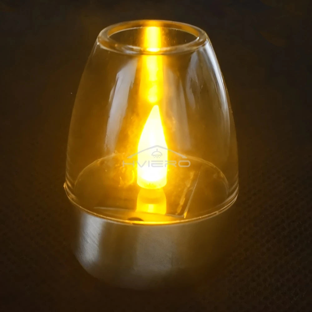 Solar Light LED Stainless Steel Candle, Outdoor Courtyard Decorative Atmosphere Night Lights Halloween Candlelight, Dinner Lamping