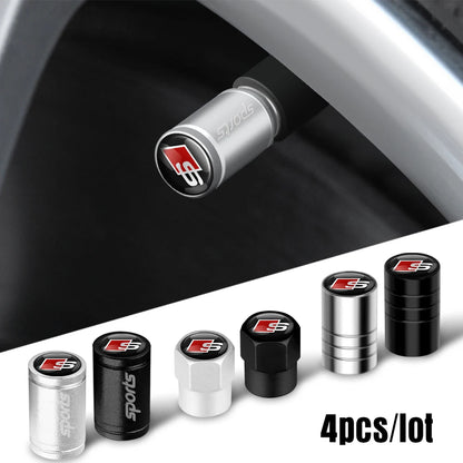 4Pcs Metal Alloy Car Wheel Tire Air Valve Caps Cover For Audi A3 A4 b6 b8 b7 A6 A8 S Line S3 S4 S6 Q3 Q5 Q7 Q8 Auto Accessories