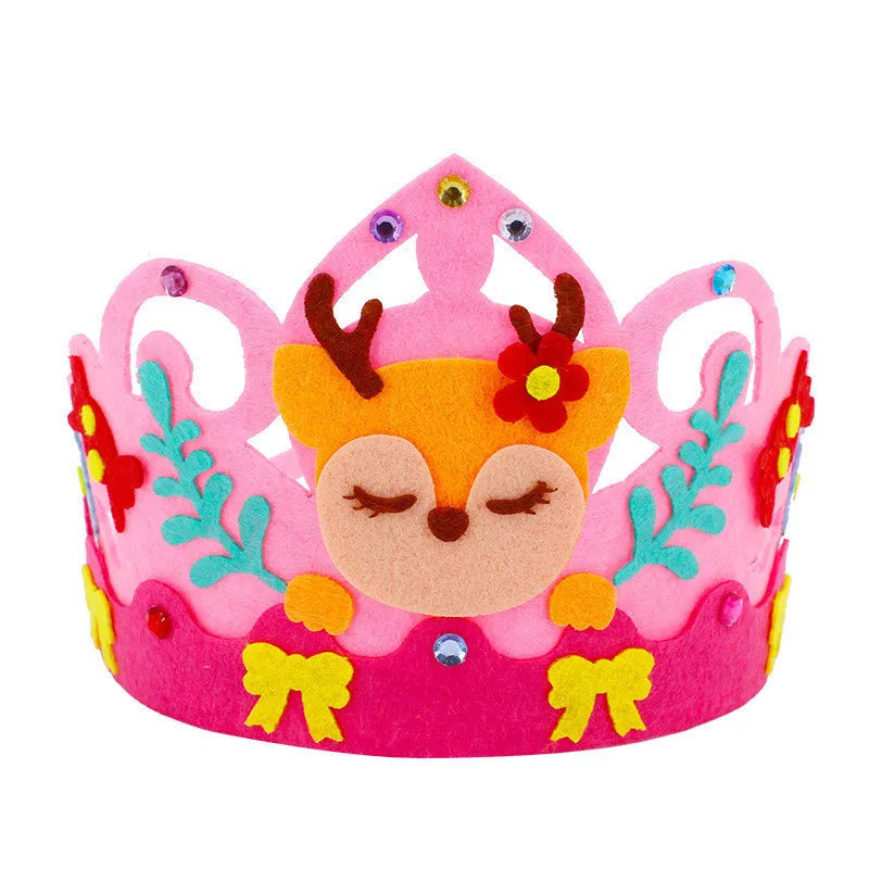 4 Pcs Creative DIY Handmade Toys Crown Hat Princess Tiara Cartoon Kindergarten Educational Art Craft EVA Paper Kids Party Gifts
