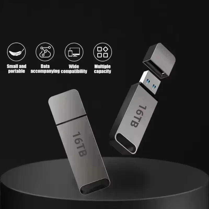 16TB Flash Drive USB3.2 High Speed Transfer Type C U Metal Flash SSD Portable Mini Flash Drive Memory Waterproof U Drive