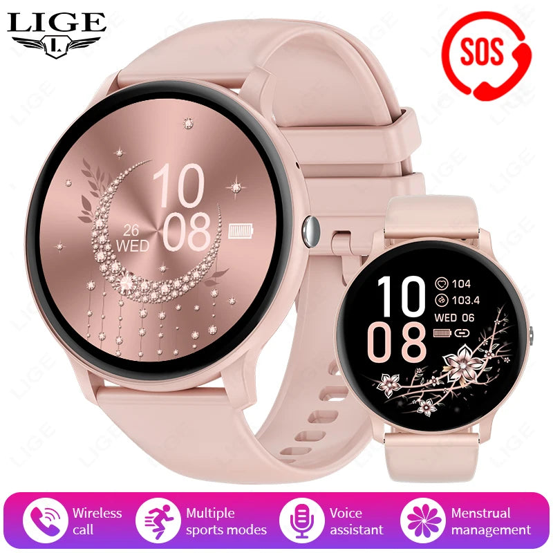 LIGE New Smart Watch Women, Bluetooth Call Sports Fitness Watches, Heart Rate Health Monitor Smartwatch Ladies For Android iOS