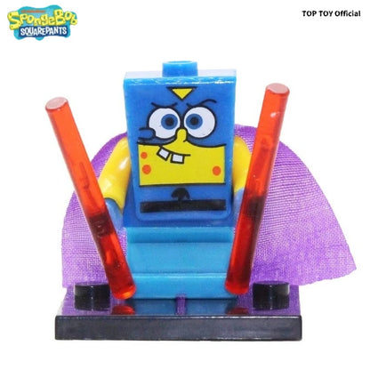 SpongeBob SquarePants Big Star Krabby Patty Burger King Anime People Cartoon Anime Small Particle People Assembly Toy Model Gift