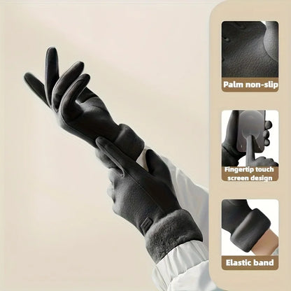 Women's Winter Warm Touchscreen Gloves, Plush Lined Thick Outdoor Leisure Protection