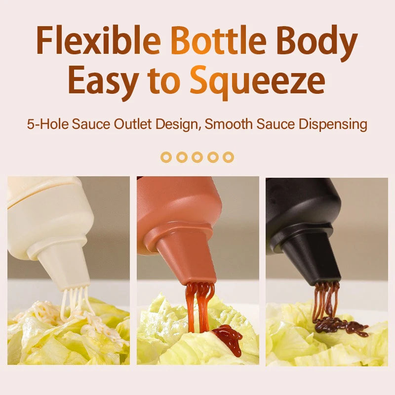 350ML Porous Squeeze Sauce Bottle Kitchen Bottles Ketchup Container for Salad Dressing BBQ Sauces Oil Ketchup Container TWZH01