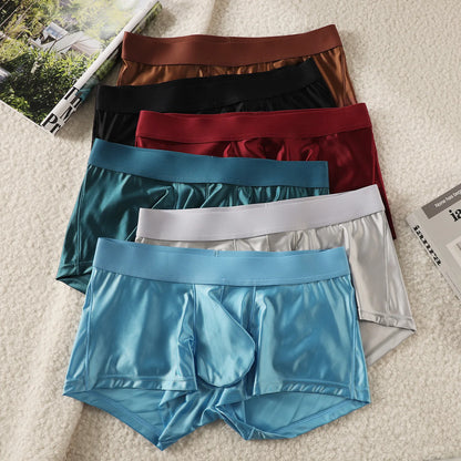 Men's Underwear Boxer Shorts, Solid Slim Nylon Panties, Cueca Middle Waist JJ Pouch Underpants, Male Boxers, Ropa, Plus Size M-XXL