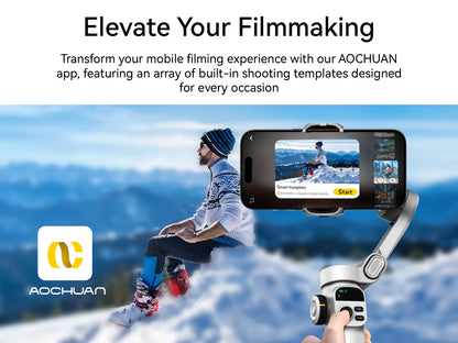 AOCHUAN Smart X2 Handheld Gimbal 3-Axis Stabilizer Built-in 20cm Extension Rod LED Display Phone Holder for iPhone Smartphone