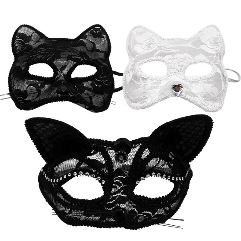 Sexy Lace Mask For Women Masquerade Party Props Halloween Cosplay Costume Accessories Half Face Cover Mask Animals Cat Eye Mask