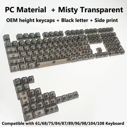 Full Sets Transparent Keycaps for Mechanical Keyboard Front/Side/None Print RGB Backlit Full/Misty Transparent Keycap 130+ Key