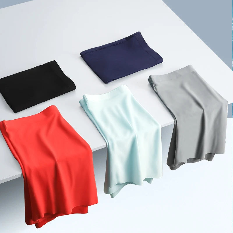 Men's Underwear, Men's 3D Stamping Ice Silk Boxers, Seamless Thin Boxers, Lengthened Sports Summer Shorts