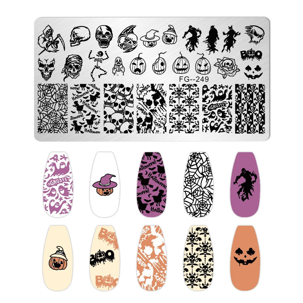 RJ Halloween Nail Stamping Plates, Beautiful zombie Festival Pattern Nail Art Image Plates, Stainless Steel Nail Art Plate Stencil
