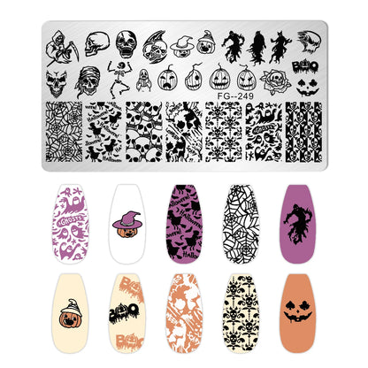 RJ Halloween Nail Stamping Plates, Beautiful zombie Festival Pattern Nail Art Image Plates, Stainless Steel Nail Art Plate Stencil