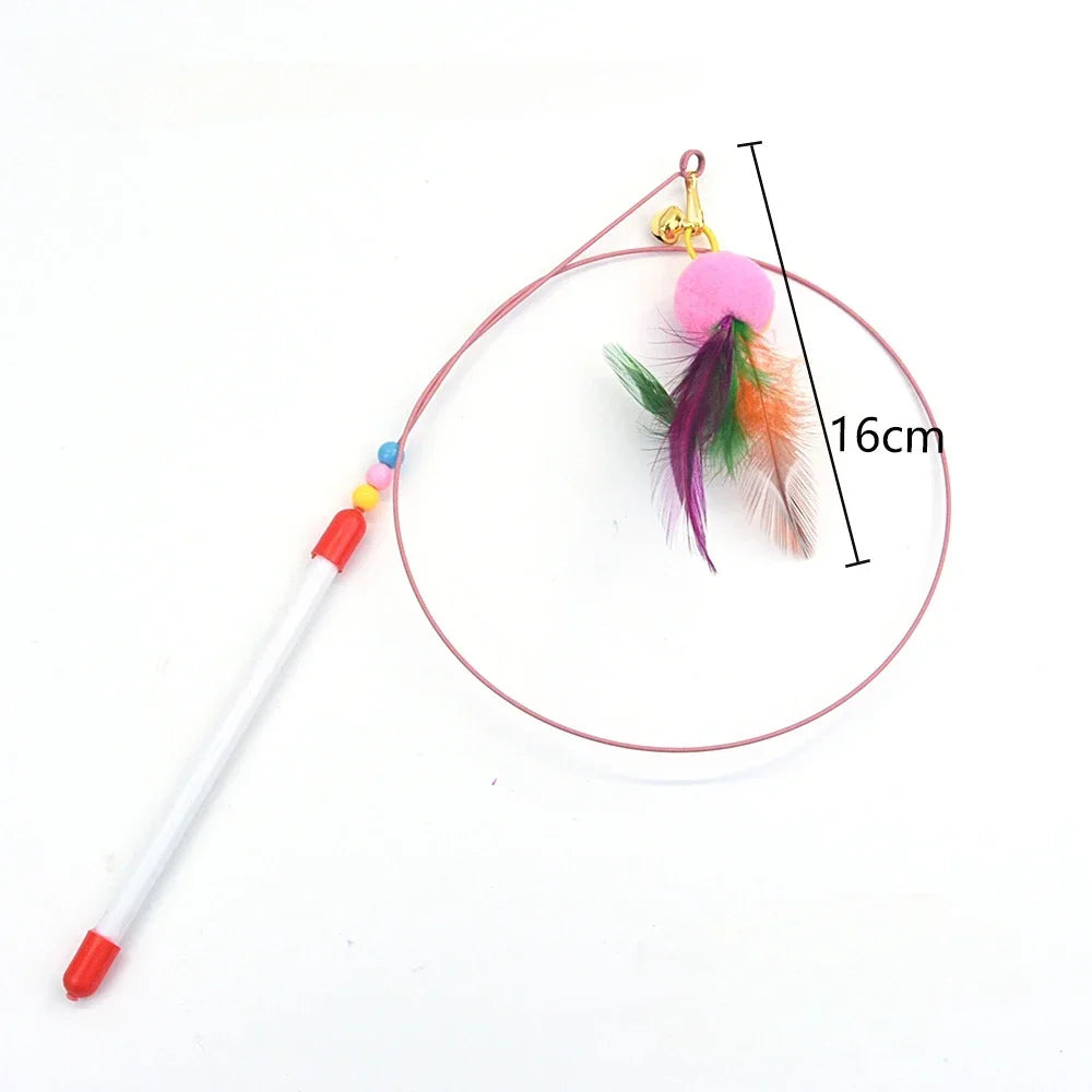 Interactive Cat Toy Hands-Free Cat Stick Playing Kitten Playing Teaser Wand Toy Suction Cup Bird/Feather Cat Wand Pet Supplies