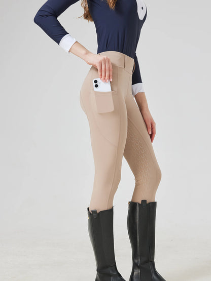 Spring and Summer Women's Knitted High-Stretch Slim-Fit Silicone Grip Riding Pants, Breathable