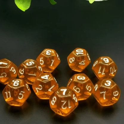 D12 12 Faces DND Dice Transparent Acrylic 12 Side Dice Set Polyhedral TRPG, Mtg, Rpg, Dice for DND or COC Game, 10PCs per Set