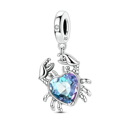 PAMELA 925 Sterling Silver Sea Turtle Starfish Blue Charm Dolphin Octopus Shell Bead For Original Charms Bracelets Ocean Jewelry