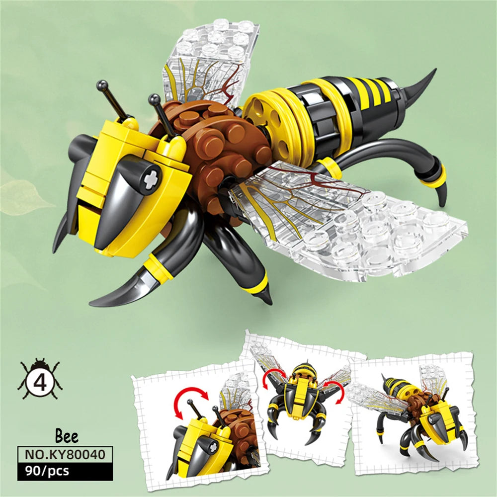 Ladybug Insects Building Blocks Toys Set - Long-Lasting Play for Kids, Great Collectible Models Dragonfly Mantis Housefly & More