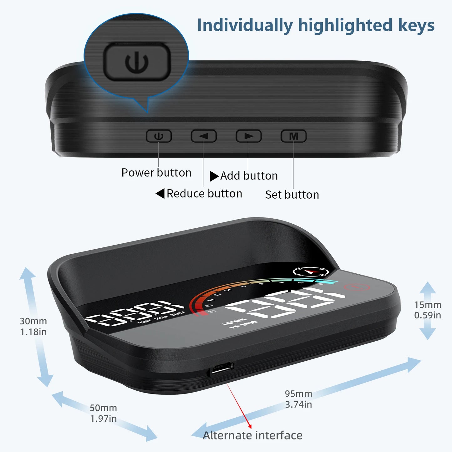 New M22 Car GPS Head-Up Display Speed, RPM (Revolutions Per Minute) in KMH (Kilometers Per Hour) or MPH (Miles Per Hour), HUD GPS Speedometer Projector Screen Dashboard with Odometer and Overspeed Alarm