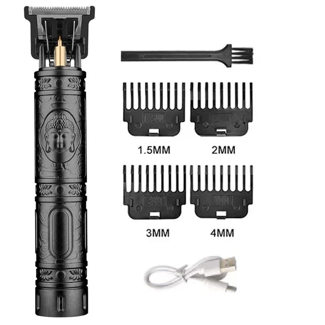 Electric Hair Clipper for Men Professional Barber Shaver Beard Trimmer Dragon Buddha Design Body Hair Cutting Machine USB
