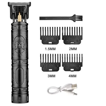 Electric Hair Clipper for Men Professional Barber Shaver Beard Trimmer Dragon Buddha Design Body Hair Cutting Machine USB