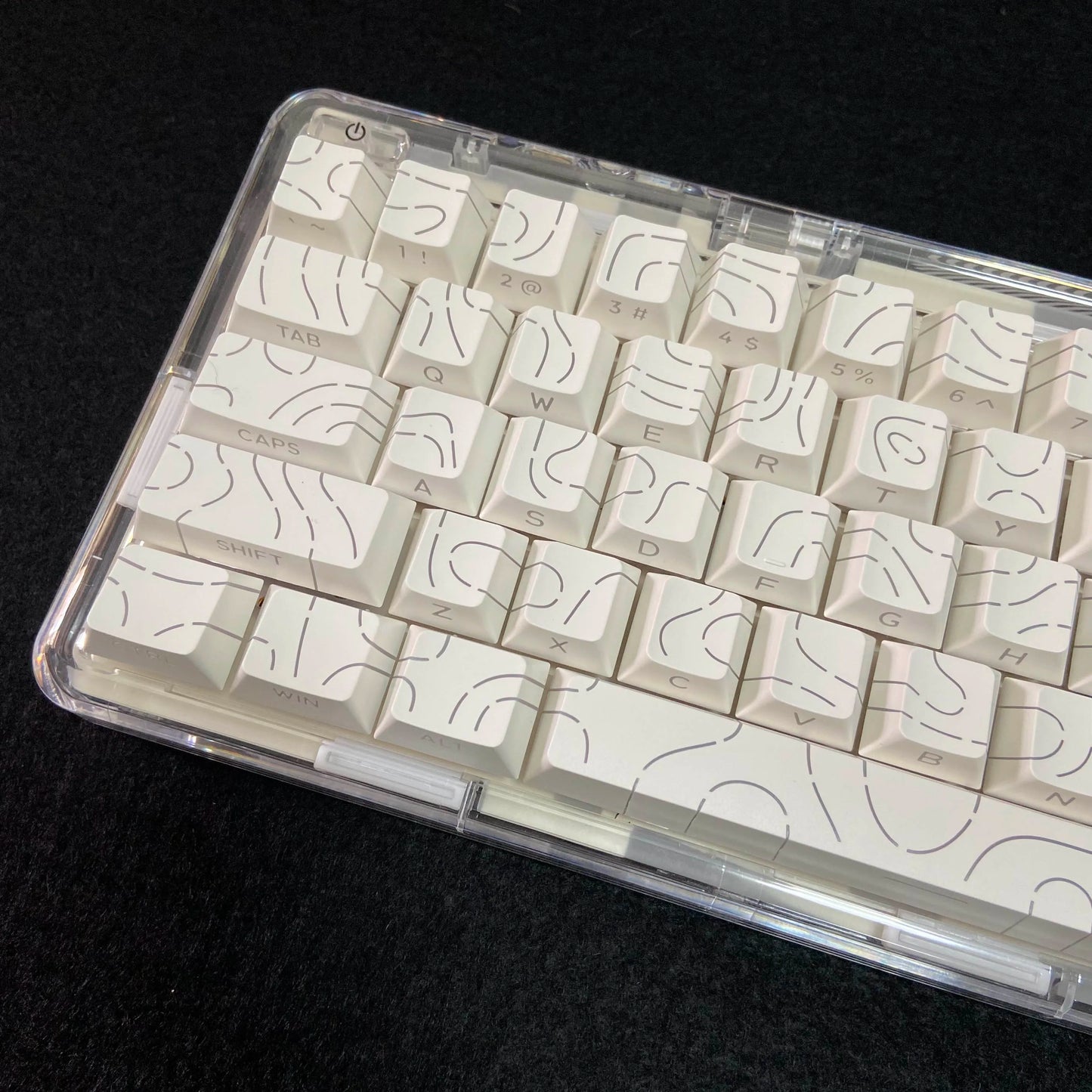 Contour Lines Translucent Keycaps Side Engraving Cherry Profile Black White Key Cap 60 70 80 90 100 Layout Mechanical Keyboard