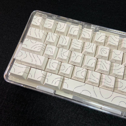 Contour Lines Translucent Keycaps Side Engraving Cherry Profile Black White Key Cap 60 70 80 90 100 Layout Mechanical Keyboard