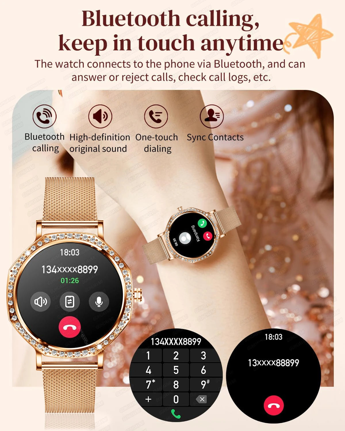 2026 Ultra Thin Women Smart Watch Screen Always Display Time Sports Bracelet Bluetooth Call Fashion Smartwatch Ladies Best Gift