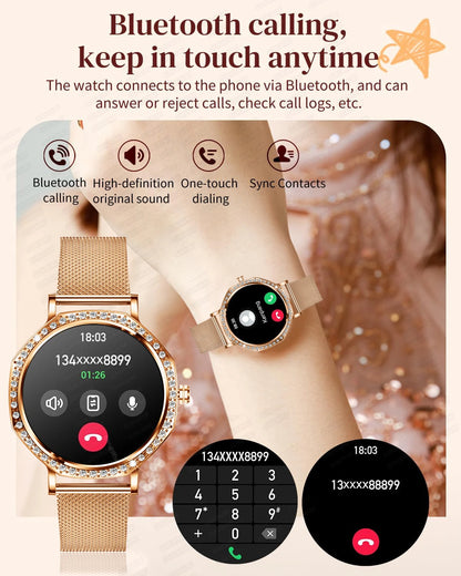 2026 Ultra Thin Women Smart Watch Screen Always Display Time Sports Bracelet Bluetooth Call Fashion Smartwatch Ladies Best Gift