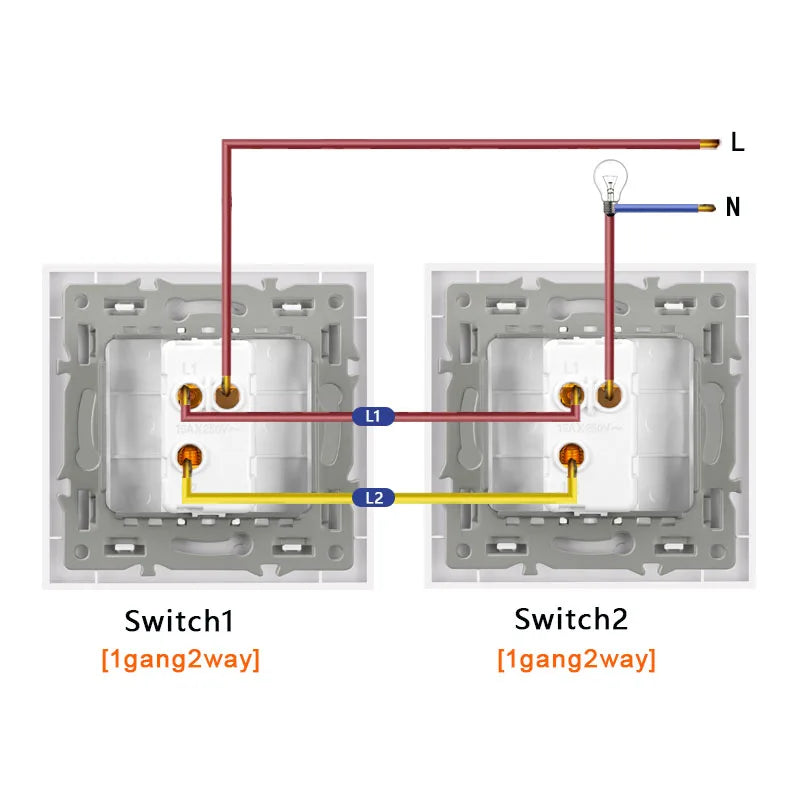 novski Crystal Tempered Glass Panel 1 Gang 1way, 1 Gang 2way, 2 Gang 1way, 2 Gang 2way, Wall Switch with LED Indicator 16A 250V