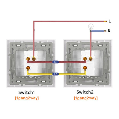 novski Crystal Tempered Glass Panel 1 Gang 1way, 1 Gang 2way, 2 Gang 1way, 2 Gang 2way, Wall Switch with LED Indicator 16A 250V